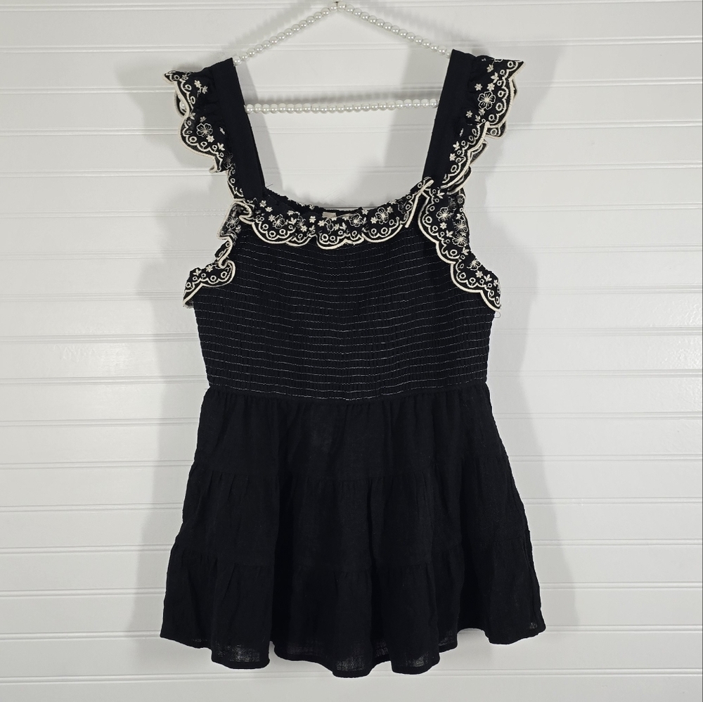 Savanna Jane Embroidered Smocked Tank Top Large NWT New - Picture 3 of 7